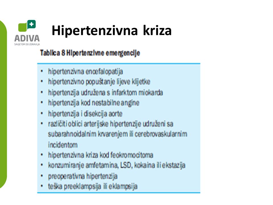 hipertenzije i hipertenzivna kriza